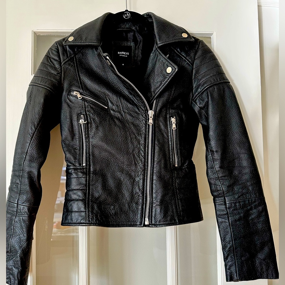 Barneys New York Black Leather Jacket
